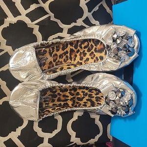Silver Ballet Flats